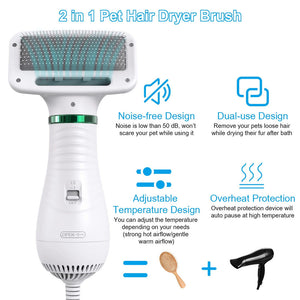 2 in 1 Pet Grooming Hair Dryer with Slicker Brush